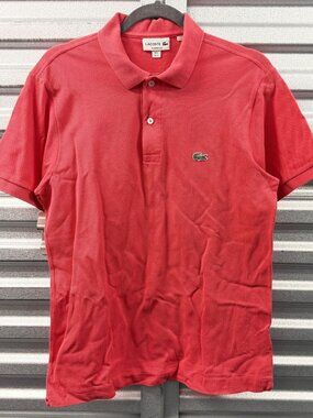 LACOSTE Dark Pink Crocodile Logo Short Sleeves Classic Fit Polo Sz S